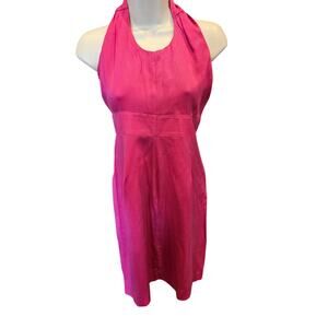 NWT banana republic 2P 2 PETITE fuchsia 100 % Lyocell halter satin dress formal
